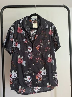 Life After Denim Black Floral Short-Sleeve Button-Down Shirt
